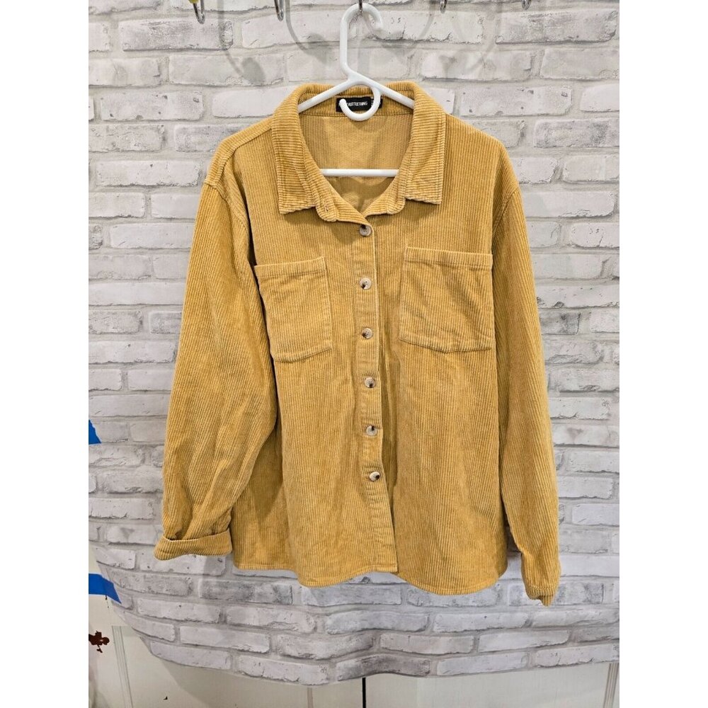 Dark Yellow Corduroy Pretty Little Thing US 12 Button Down Jacket UK 16